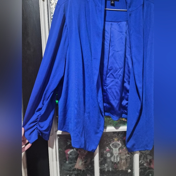 Torrid Blue Ruched Sleeve Blazer - Picture 3 of 5